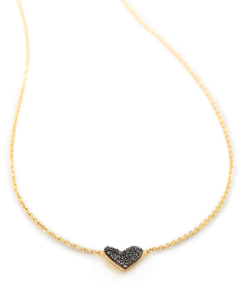 Heart 14k Yellow Gold Pendant Necklace in Black Diamond image number 2